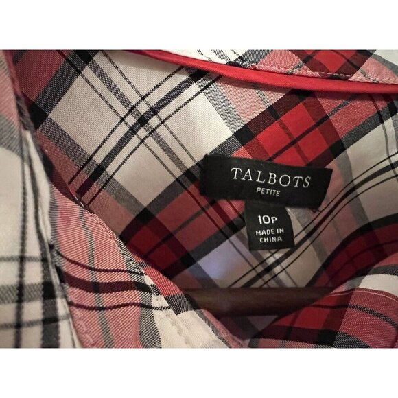 Talbots Women’s Petite Blouse Red Plaid Size 10P Casual, Work, Going Out - Picture 4 of 5